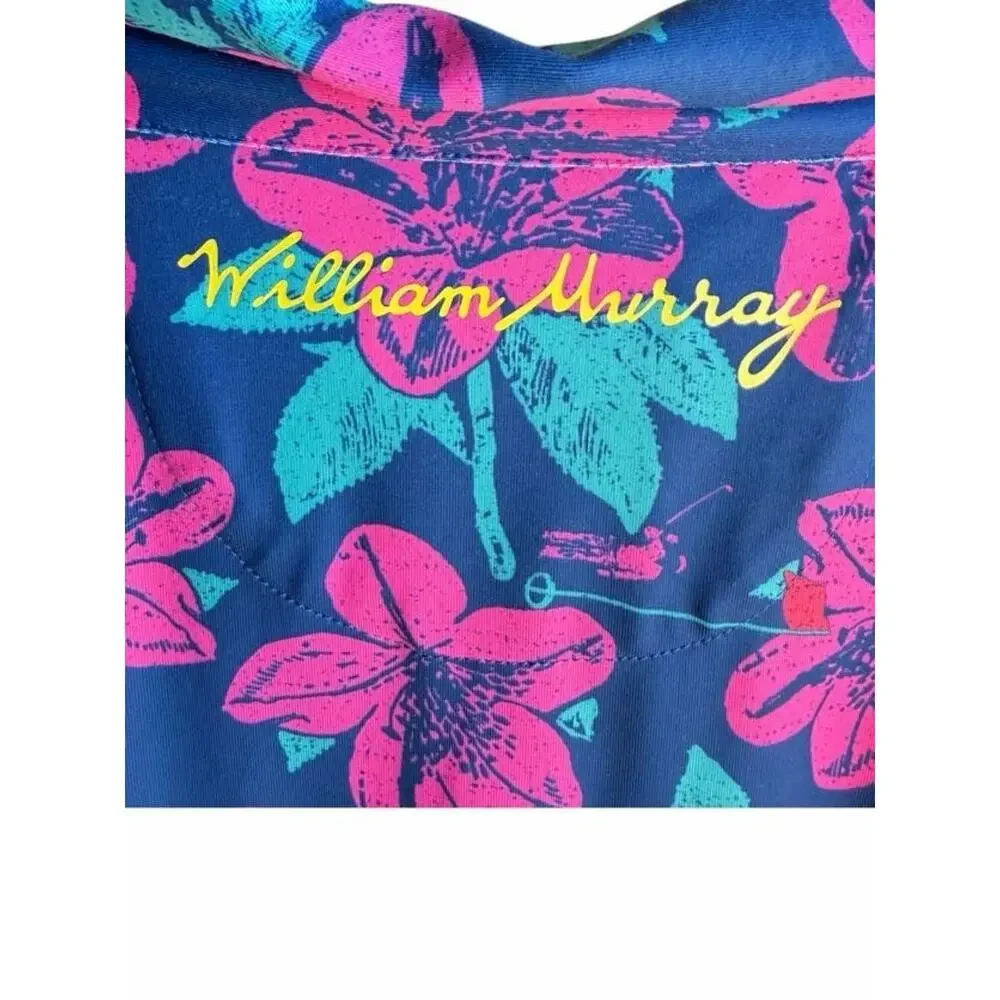 William Murray Golf Remastered Polo Shirt Colorful Pink/Blue Floral Size XL - Picture 2 of 15